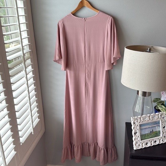 Ivy City Co Pink Button Down Flutter Sleeve Dress - Picture 5 of 9